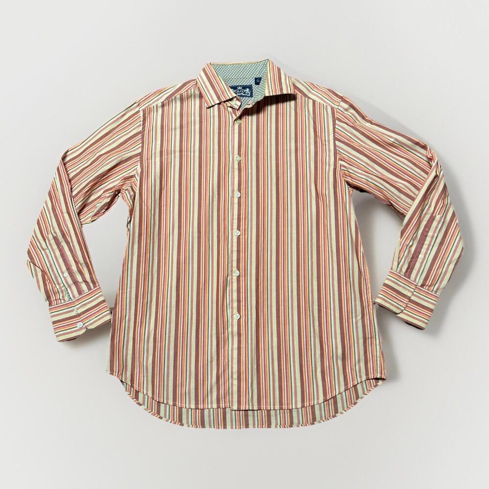 Vintage Robert Graham Shirt Mens Large Vertical Striped Button Down